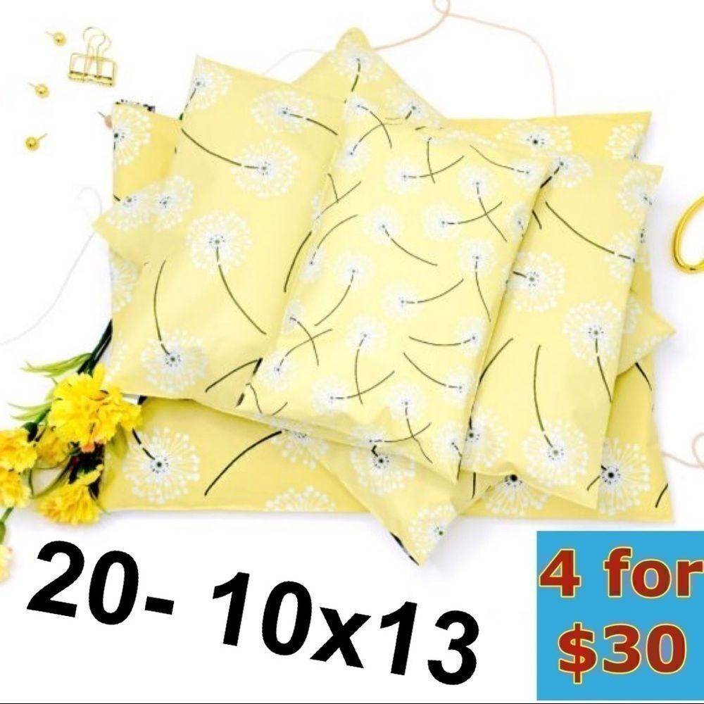 20- 10x13 Dandelion Print Poly Mailers